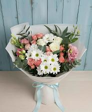Букет цветов из:  Розы, Лизиантусы и Хризантемы в Богдановке