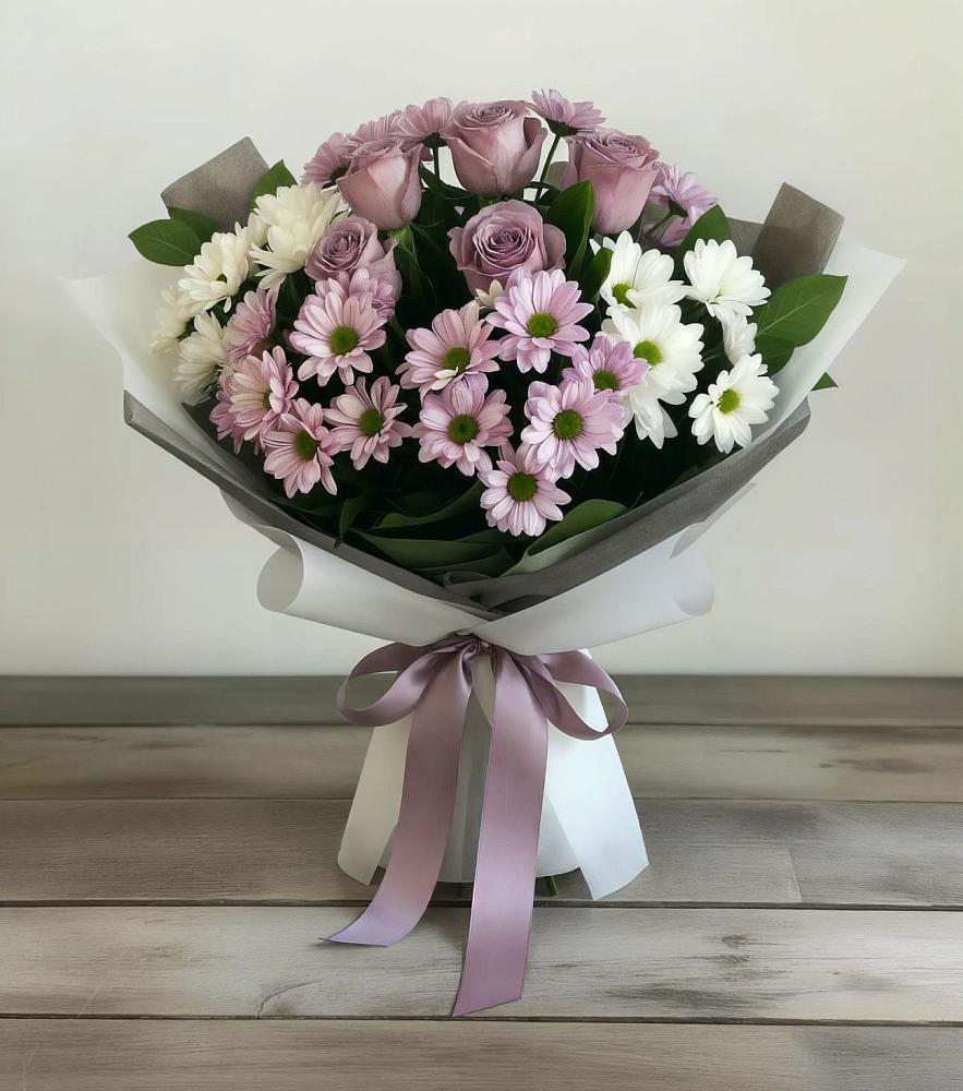 Букет цветов из: Хризантемы и Розы в Богдановке