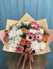Букет цветов из:  Розы, Герберы и Хризантемы в Богдановке