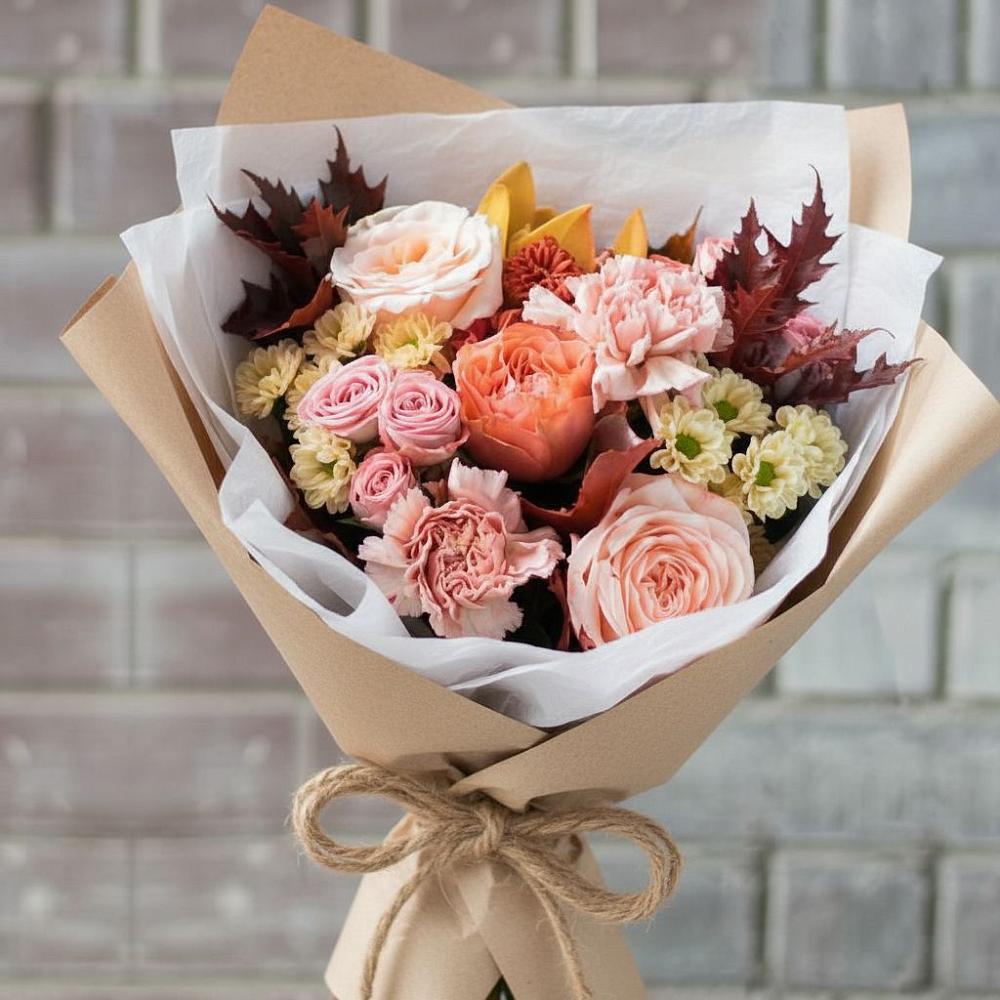 Букет цветов из: Гвоздики, Хризантемы и Розы в Богдановке