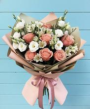 Букет цветов из:  Розы, Альстромерии и Лизиантусы в Богдановке
