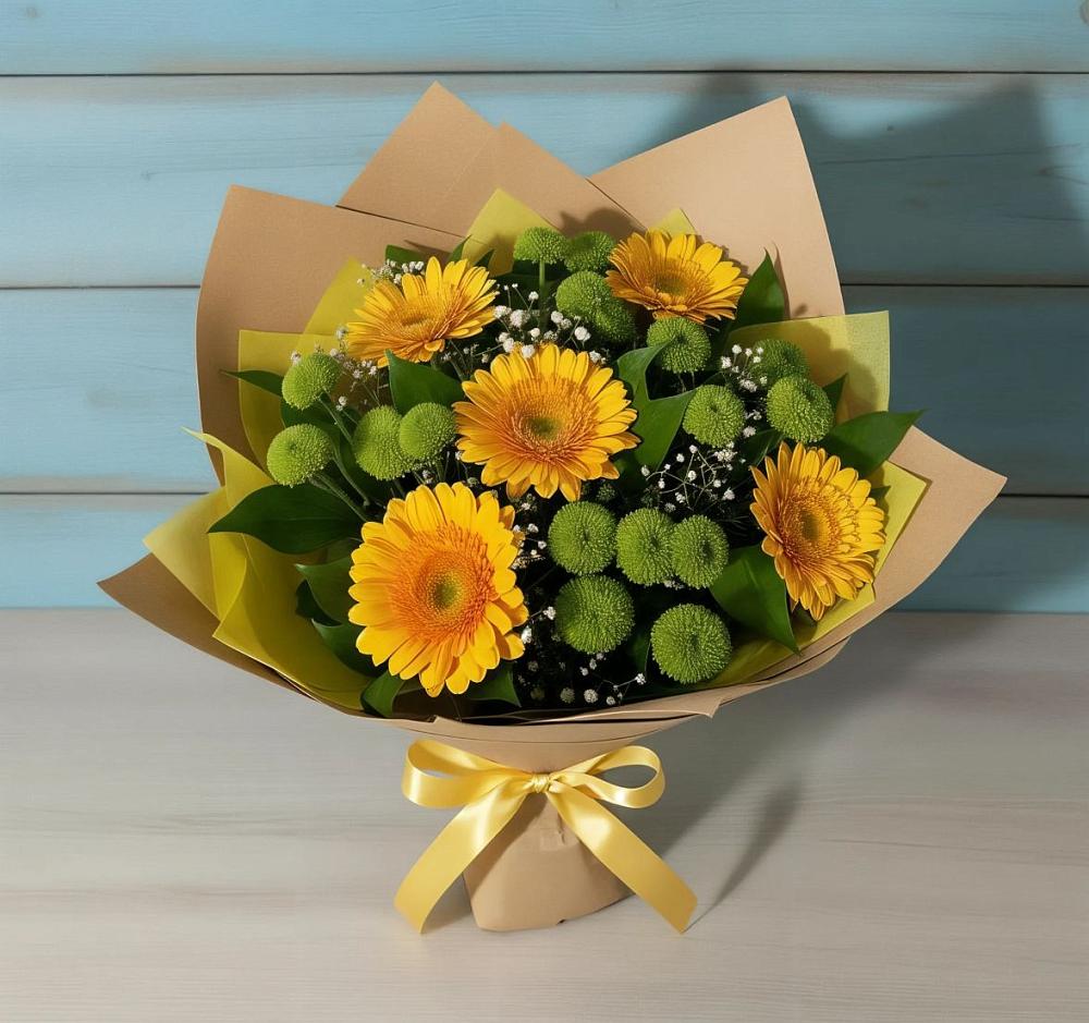 Букет цветов из: Герберы и Хризантемы в Богдановке