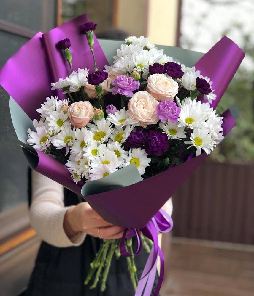 Букет цветов из: Хризантемы, Гвоздики и Розы в Богдановке