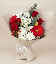 Букет цветов из:  Розы, Хризантемы, Герберы и Лилии в Богдановке