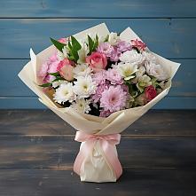 Букет цветов из:  Хризантемы, Альстромерии и Розы в Богдановке