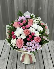 Букет цветов из:  Альстромерии, Гвоздики, Розы и Хризантемы в Богдановке