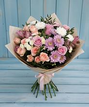 Букет цветов из:  Хризантемы, Розы и Альстромерии в Богдановке