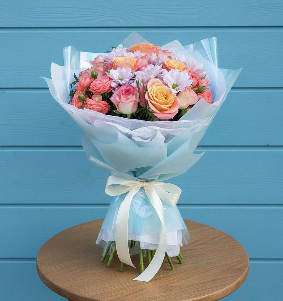 Букет цветов из: Хризантемы и Розы в Богдановке