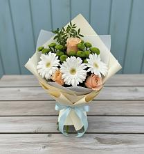 Букет цветов из:  Герберы, Розы и Хризантемы в Богдановке