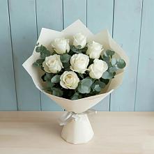 Букет Белые розы в Эвкалипте в Богдановке